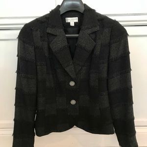 Lena Gabrielle NY black patchwork fringe blazer